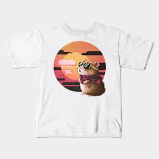 Retro hamster vintage retro sunset hamster lover Kids T-Shirt